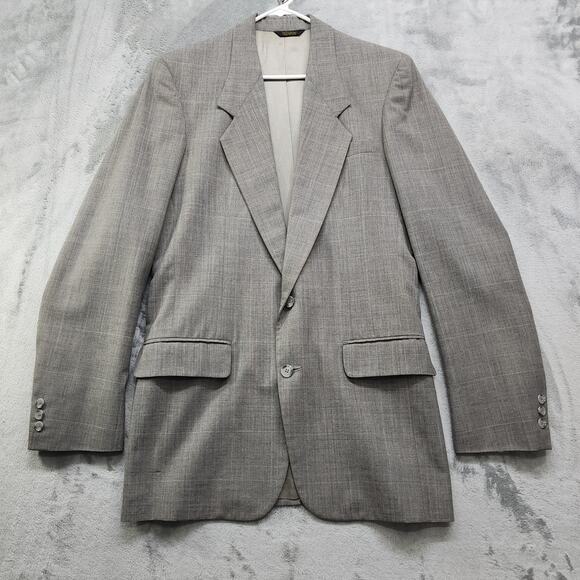 Vintage Custom Tailored Jacket Mens Size 42L Gray Tweed Two Button Blazer Suit - Picture 1 of 10